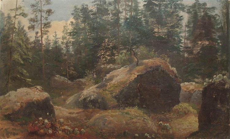 Boulders in forest - Iwan Iwanowitsch Schischkin