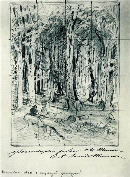 Forest with a seated figure - Ivan Chichkine