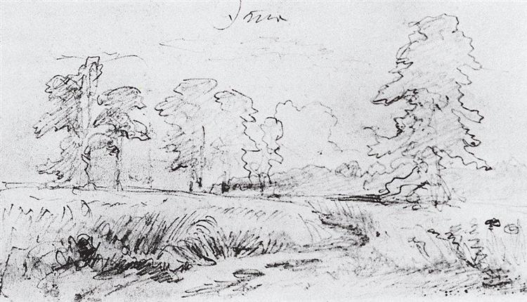 The sketch for the painting "Rye", 1878 - Ivan Shishkin