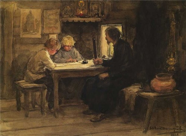 In a lesson of credence with the sexton, 1913 - Ivan Vladimirov ...