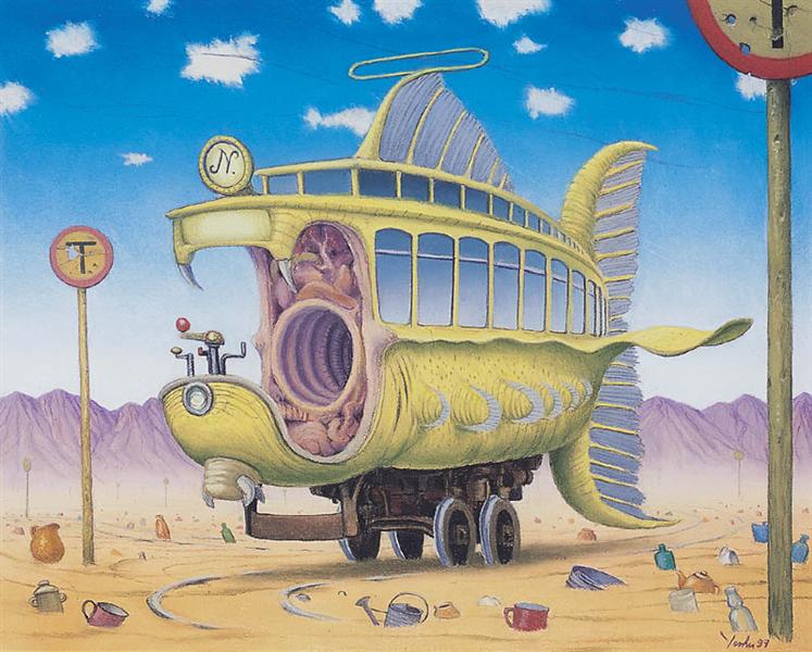 Desert tram, 1997 - Jacek Yerka