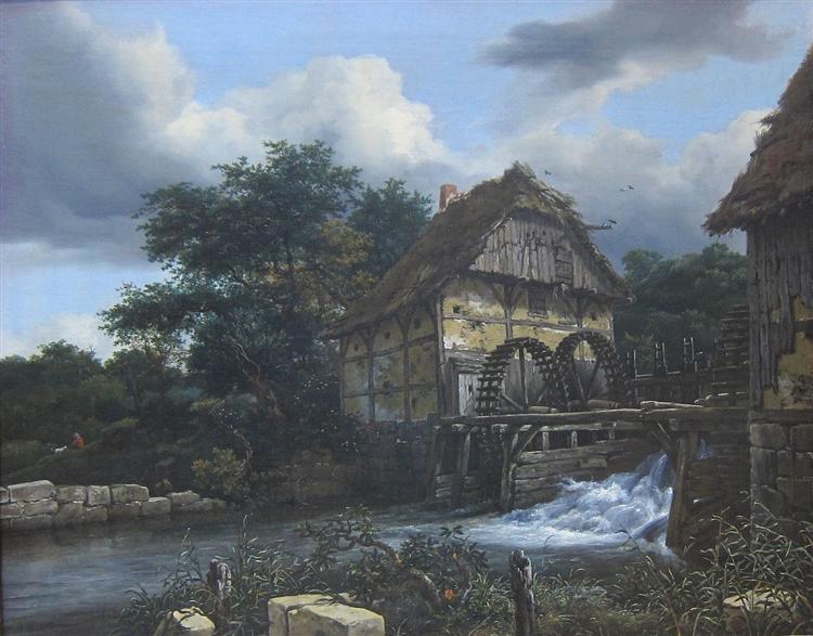 Dos molinos de agua y una esclusa abierta, 1653 - Jacob van Ruisdael