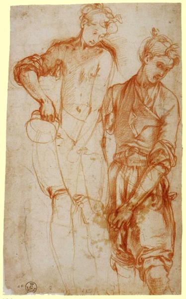 Етюд дівчини, яка наливає з глечика, c.1523 - Джакопо Понтормо