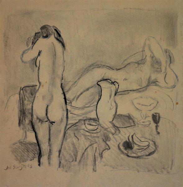 Two nudes in studio - Ян Слёйтерс