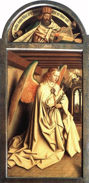 Angel Annunciate, from exterior of left panel of the Ghent Altarpiece, 1432 - 揚‧范艾克