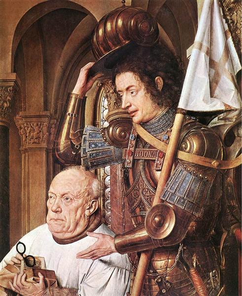 Мадонна с младенцем и каноник Йорис ван дер Пале (деталь), 1436 - Ян ван Эйк