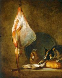 Bodegón con gato y raya - Jean Siméon Chardin