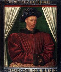 Portrait of Charles VII, King of France - Жан Фуке