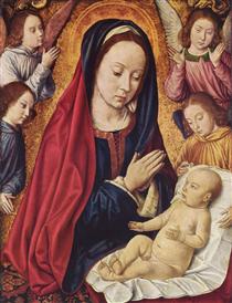 The Virgin and Child Adored by Angels - Meister von Moulins