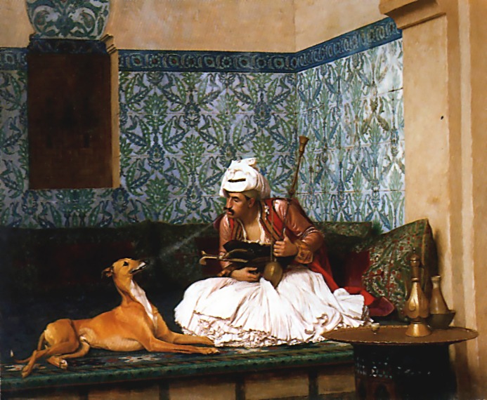Arnaut Blowing Smoke at the Nose of His Dog, 1882 - Jean-Leon Gerome