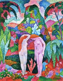 Bathers: Two Nudes in an Exotic Landscape - 讓·梅金傑