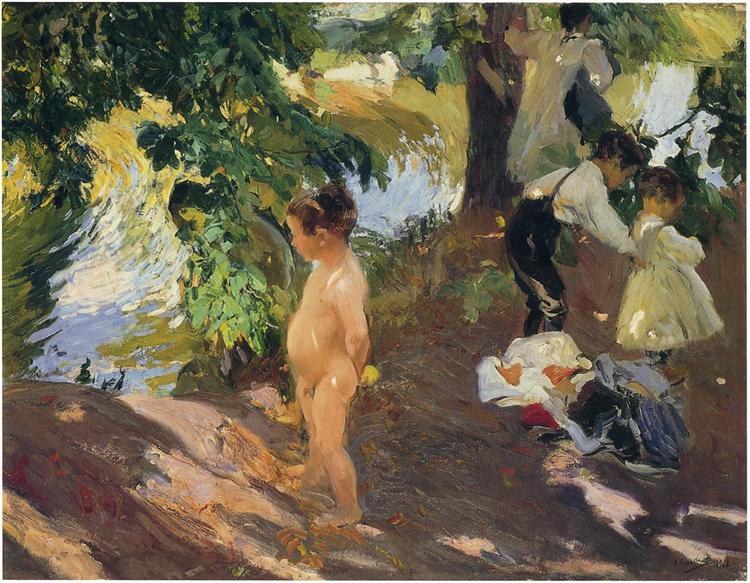 Bathing at La Granja, 1907 - 霍金‧索羅亞
