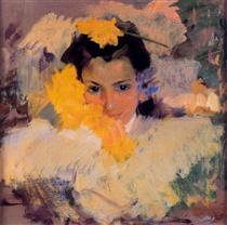 Girl with flowers - Joaquín Sorolla
