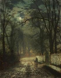 A moonlit lane - John Atkinson Grimshaw