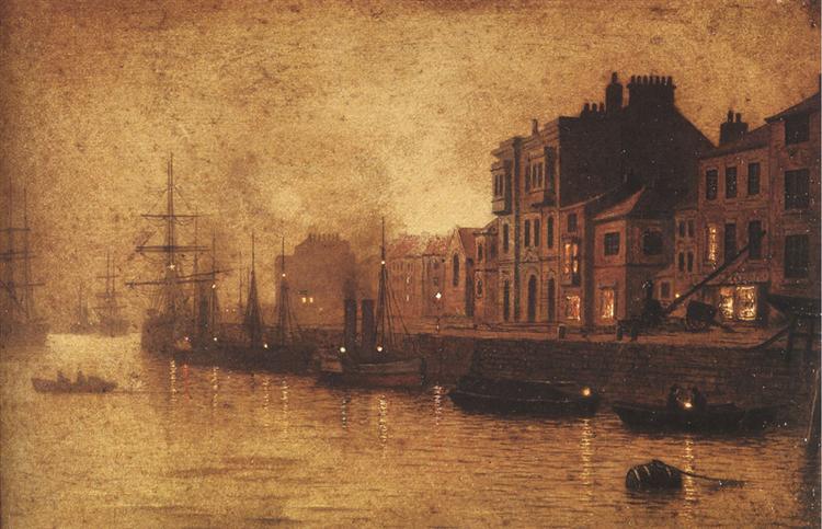 Evening, Whitby Harbour, 1893 - Джон Эткинсон Гримшоу