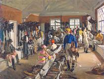 The Jockeys' Dressing Room at Ascot - John Lavery