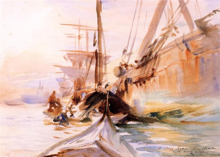 Unloading Boats in Venice, 1904 - 薩金特