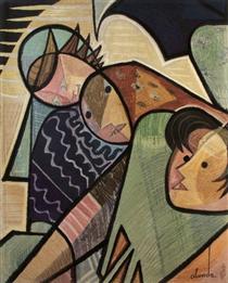 Fisherwoman, tapestry - Хосе де Альмада Негрейрос
