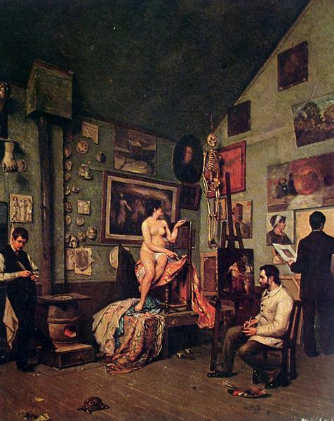 Atelier à Paris, 1880 - José Ferraz de Almeida Júnior