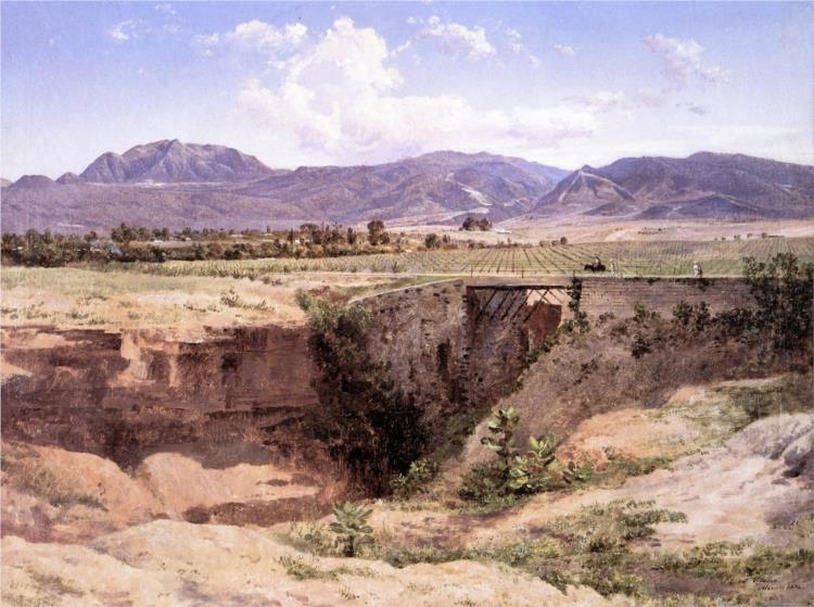 Vista de la montaña del Ajusco y pueblo de San Ángel, desde la Barranca del Muerto, 1894 - Jose Maria Velasco