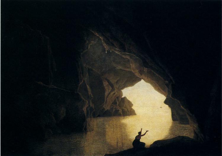 A Grotto in the Gulf of Salernum, with the figure of Julia, banished from Rome, 1780 - Joseph Wright of Derby