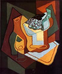 Bottle, Wine Glass and Fruit Bowl - Хуан Грис