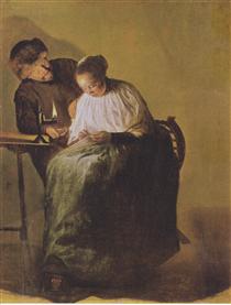A man offers a young girl money - Judith Leyster