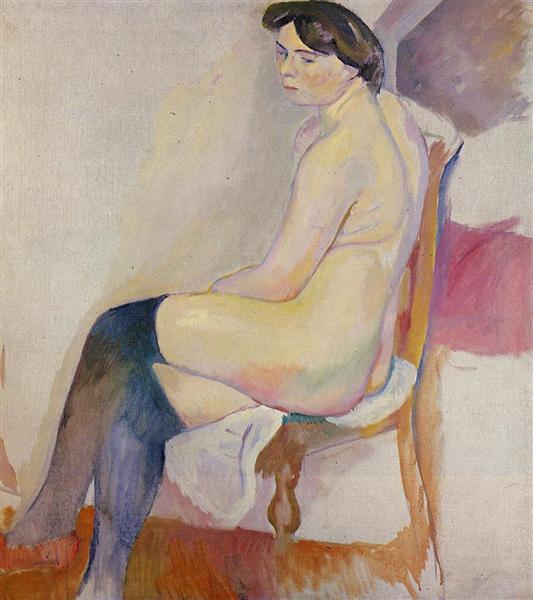 Seated Nude with Black Stockings, 1906 - Жюль Паскин