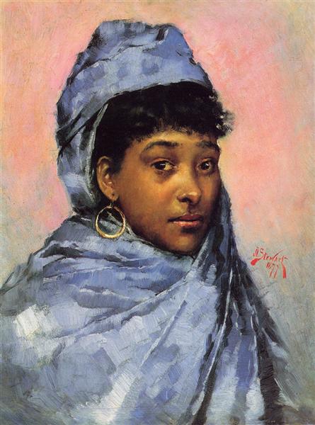 Young Woman In Blue, 1877 - Юлиус Леблан Стюарт