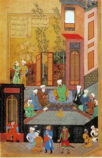 A miniature painting from the Iskandarnama - Behzad