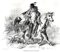 Blackfeet warrior on horseback - Карл Бодмер