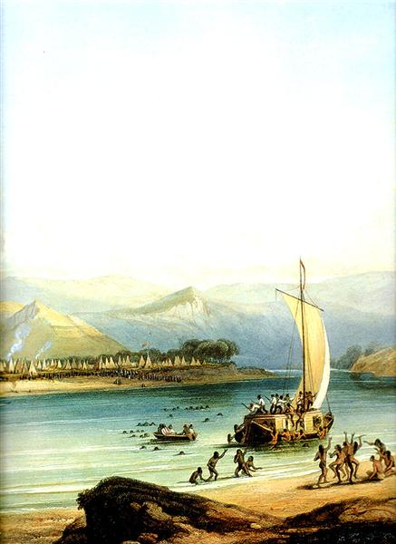 Camp of the Gros Ventres, 1834 - Карл Бодмер