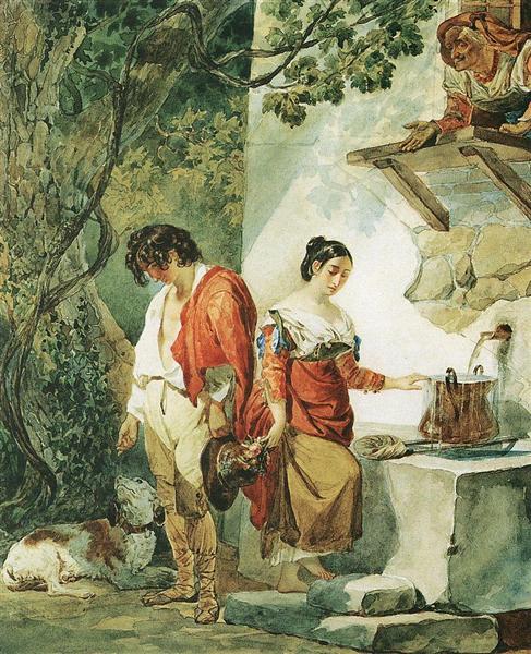 Прерванное свидание (Вода уж чрез край бежит), 1823 - 1827 - Карл Брюллов