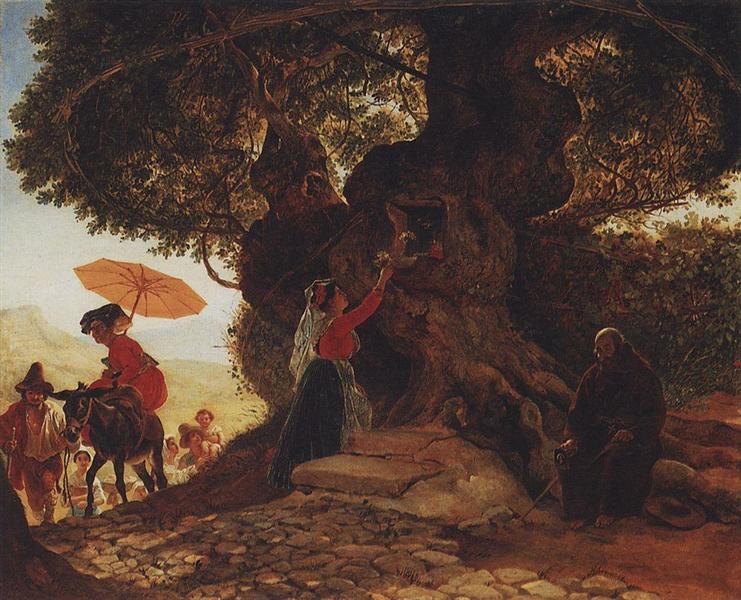 At the Mother of God Oak, 1835 - Karl Briulov