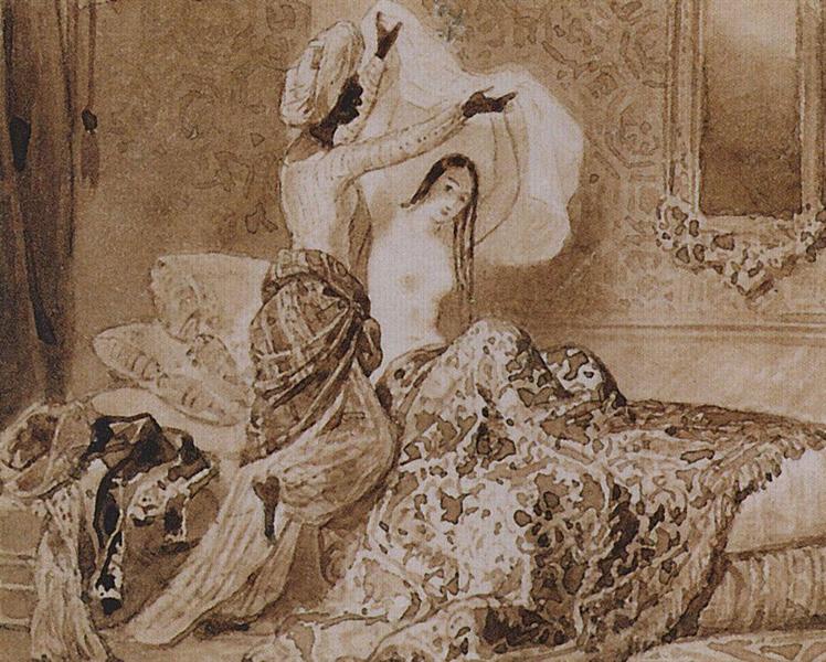 In a Harem. "By Allah's Order Underwear Should Be Changed Once a Year", 1845 - Karl Brioullov