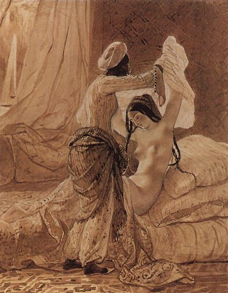 In a Harem. "By Allah's Order Underwear Should Be Changed Once a Year", 1845 - Karl Briulov