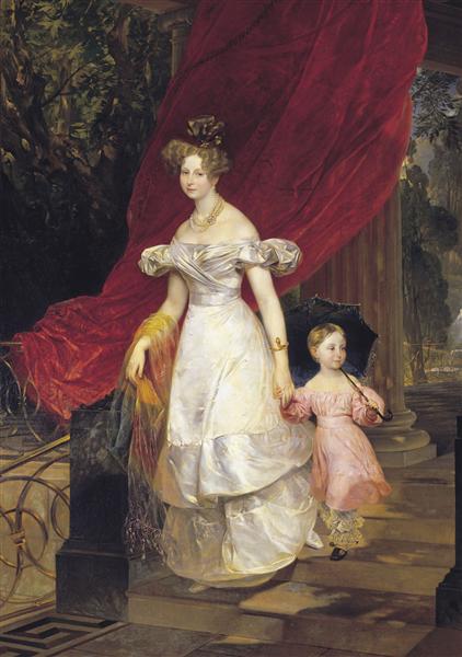 Портрет Великой Княгини Елены Павловны с дочерью Марией, 1830 - Карл Брюллов