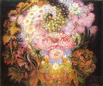 Flowers and viburnum - Kateryna Bilokur