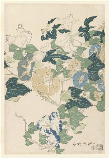 Morning Glories in Flowers and Buds, 1828 - 1832 - Hokusai