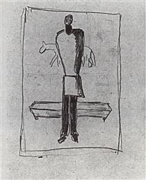 A man, a coffin, horse - Kazimir Malevich