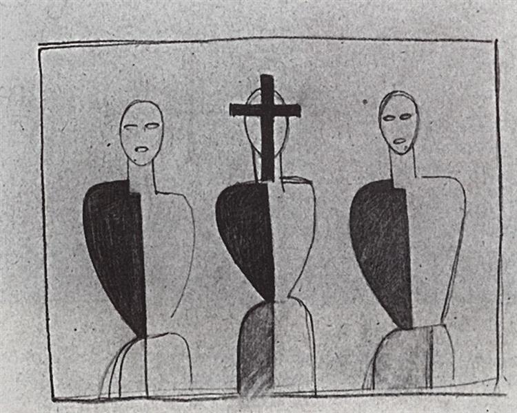 Three suprematic figures - Kazimir Malevich