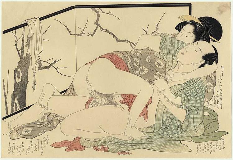 Lovers in front of a screen, 1799 - Utamaro