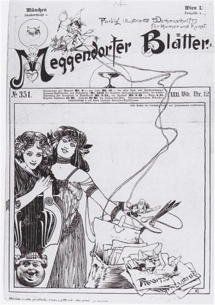 Cover design for Meggendorfer leaves, c.1895 - Koloman Moser