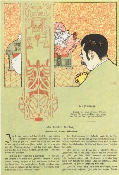 Matter of conscience. Humorous Illustration for Meggendorfers leaves., 1897 - Koloman Moser