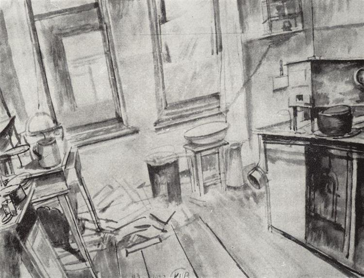 Kitchen, 1922 - Kuzma Petrov-Vodkin