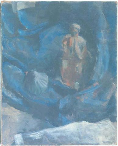 Femme et coquillage sur fond bleu, 1918 - 柯比意