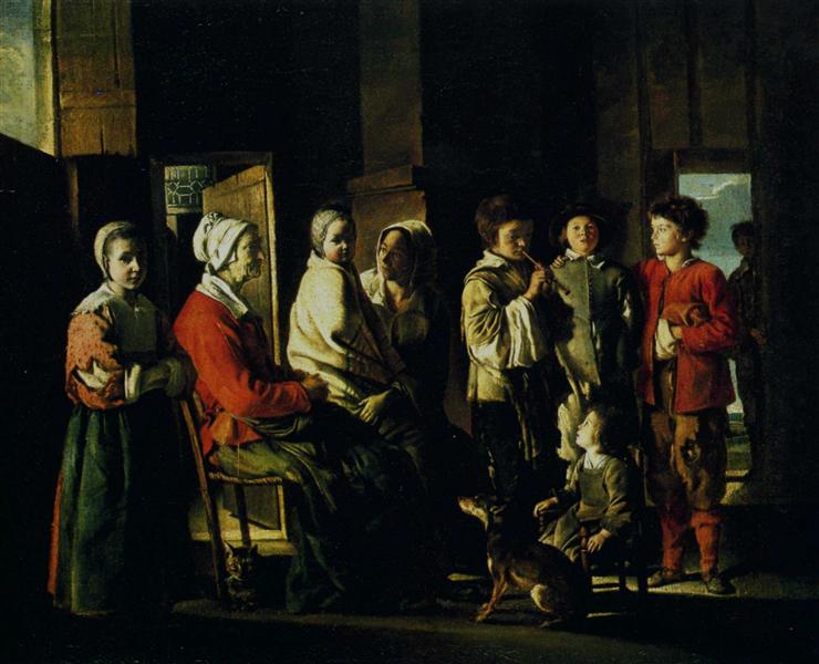 Country interior with the young player of flageolet, c.1640 - Братья Ленен