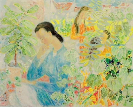 Woman in a Garden - Le Pho