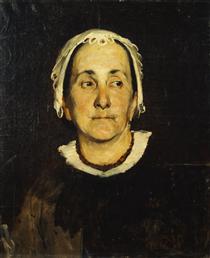 Portrait of lady wearing white cap - Polychronis Lembesis