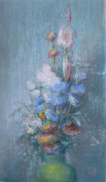 Flowers in a Green Vase - Leon Dabo